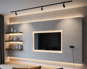 A visual comparison of media wall fireplace costs in the UK: a budget fire (£300-£600), a mid-range model (£600-£1,000), and a premium fireplace (£1,000-£1,500+).